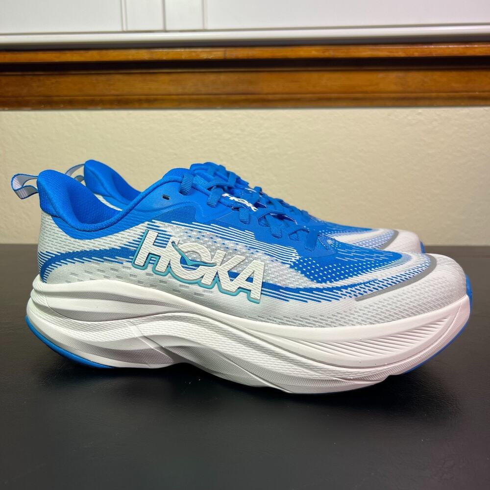 Hoka One One Skyflow Running Shoes Mens 11.5 D White Blue 1155111-HLF NEW